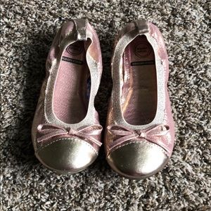 Pink Gold Ballet Flats